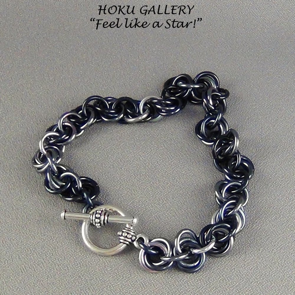 NWOT Unisex Chainmaille Bracelet!! Gunmetal Aluminum Rings Handmade Size 8.5